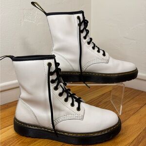 Dr. Martens White Combat Boots with Black Laces size 6